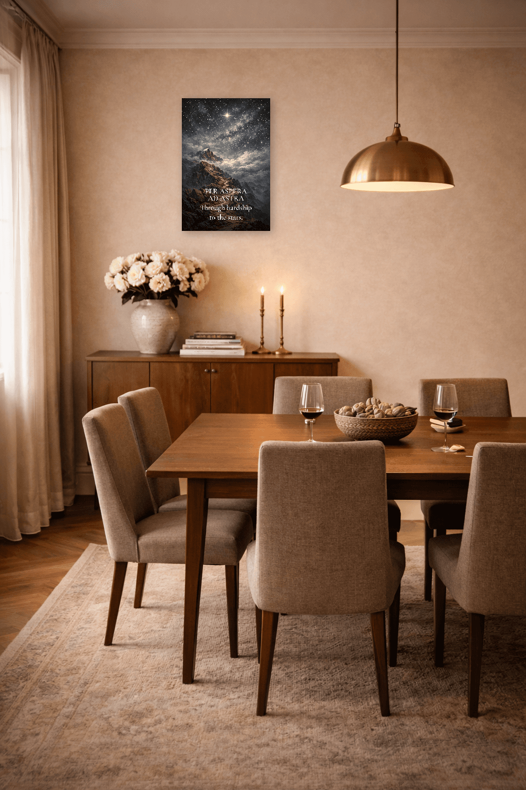 Per Aspera Ad Astra - À travers les épreuves vers les étoiles - Art mural stoïcien - Room Scene 4