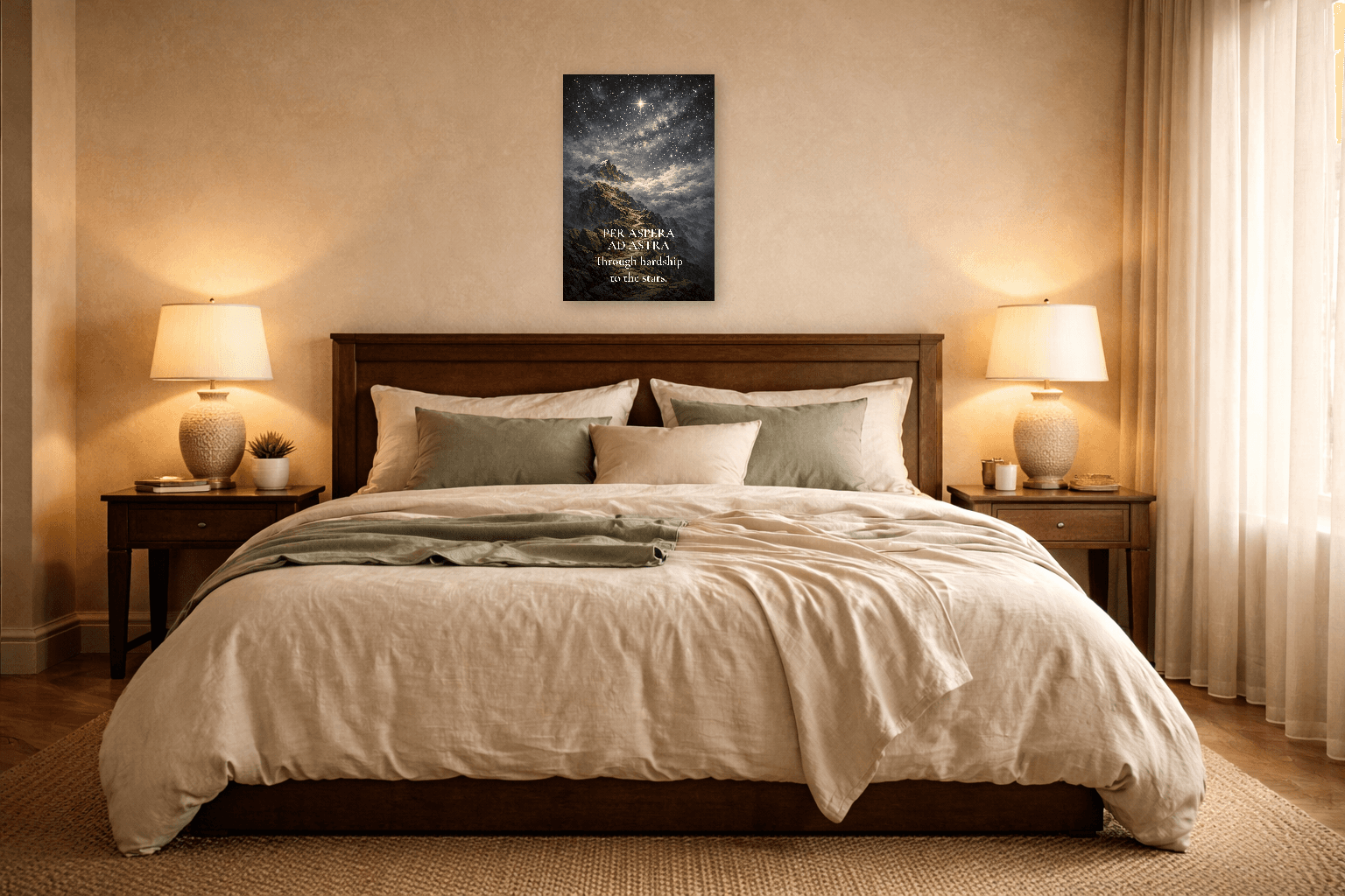 Per Aspera Ad Astra - À travers les épreuves vers les étoiles - Art mural stoïcien - Room Scene 6