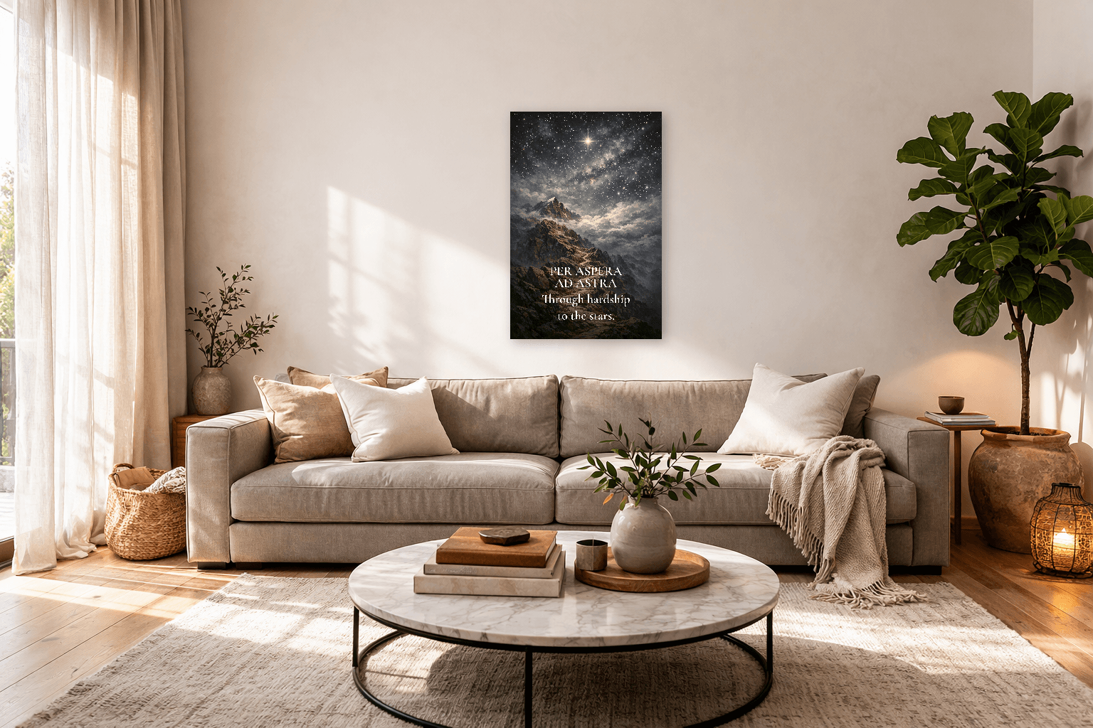 Per Aspera Ad Astra - À travers les épreuves vers les étoiles - Art mural stoïcien - Room Scene 7