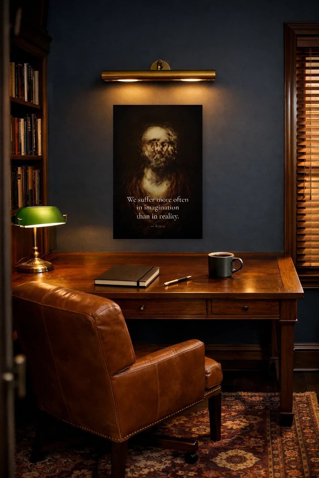 Seneca - We Suffer More In Imagination - Stoic Philosophy Print - Stoic Wall Art - Room Scene 5