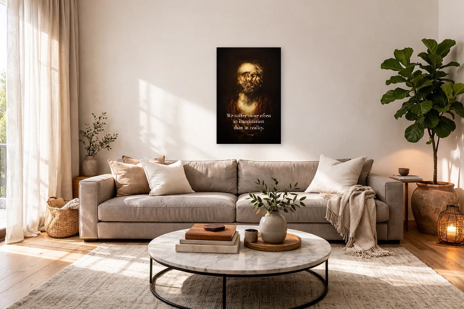Seneca - We Suffer More In Imagination - Stoic Philosophy Print - Stoic Wall Art - Room Scene 7