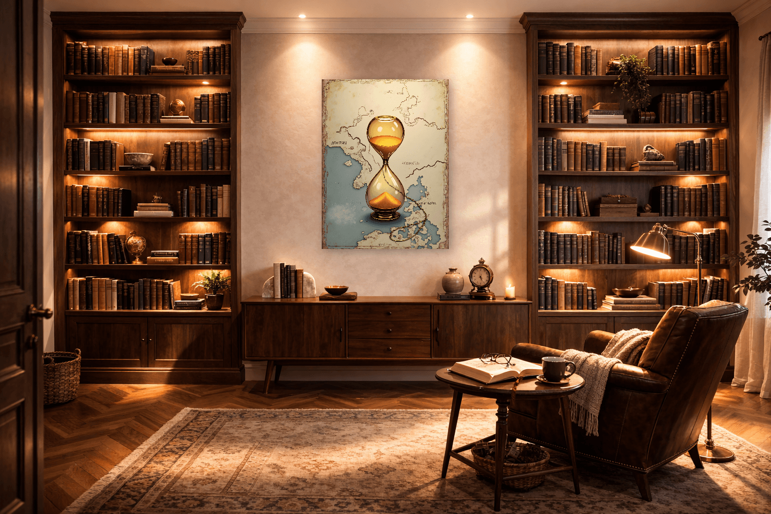 Stoic Hourglass - Impermanence & Mindful Time Art - Stoic Wall Art - Room Scene 3