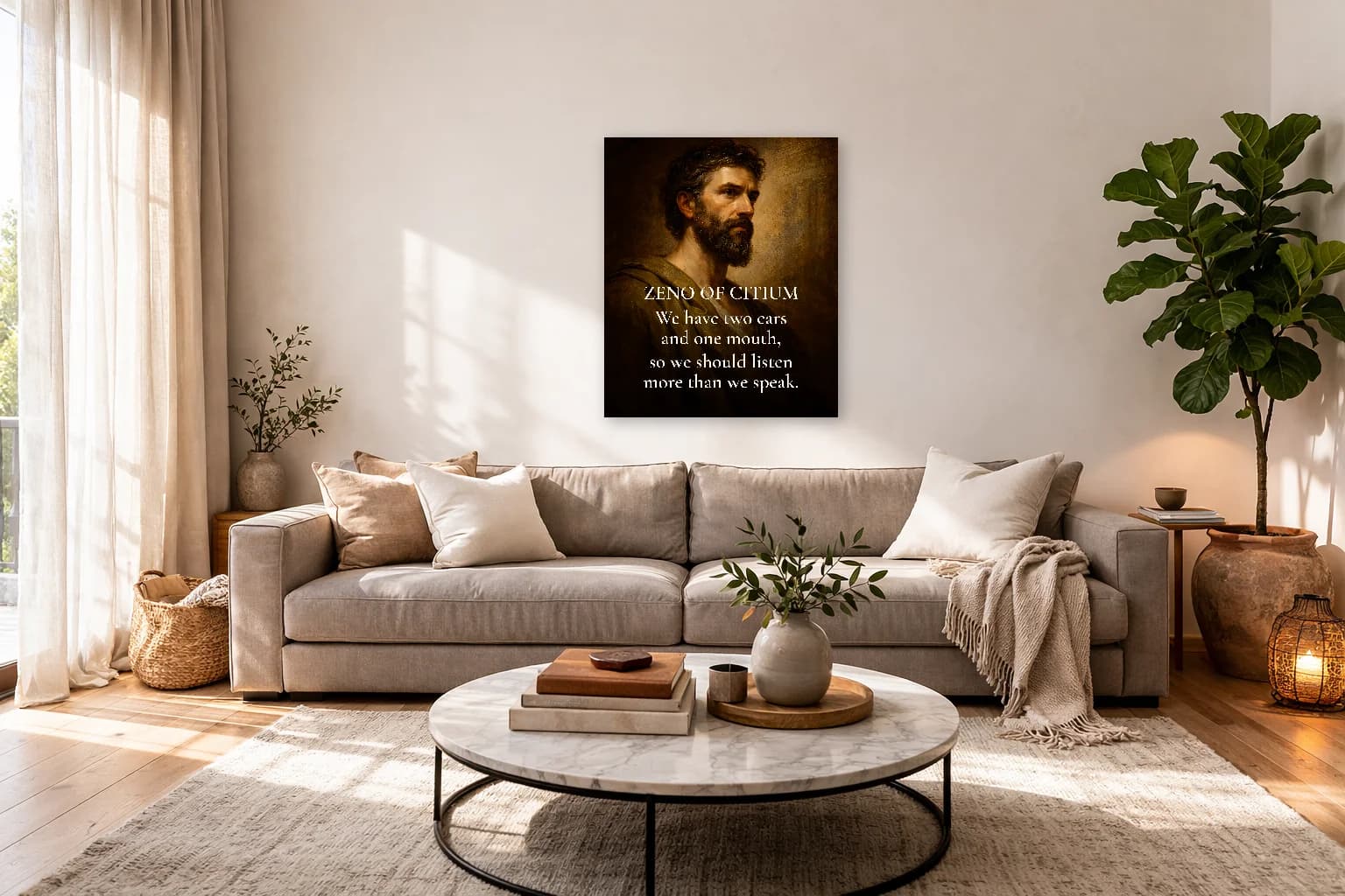Zeno of Citium - Founder of Stoicism Philosophy Print - Stoic Wall Art - Room Scene 7