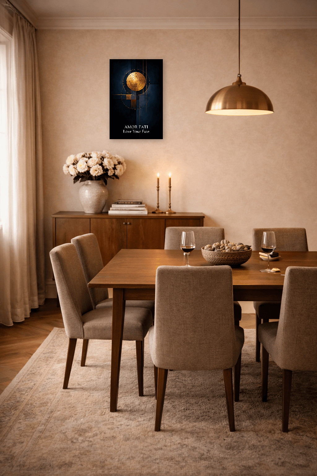 Εκτύπωση Φιλοσοφίας Μινιμαλιστική Χρυσό Ναυτικό Amor Fati - Στωική Τέχνη Τοίχου - view 7