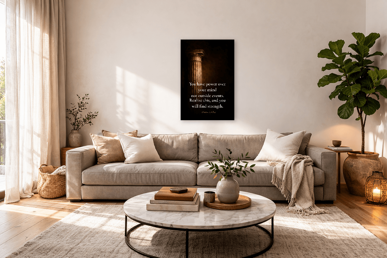 Marcus Aurelius Meditaties Citaat - Donker Elegant - Stoïcijnse Muurkunst - view 3