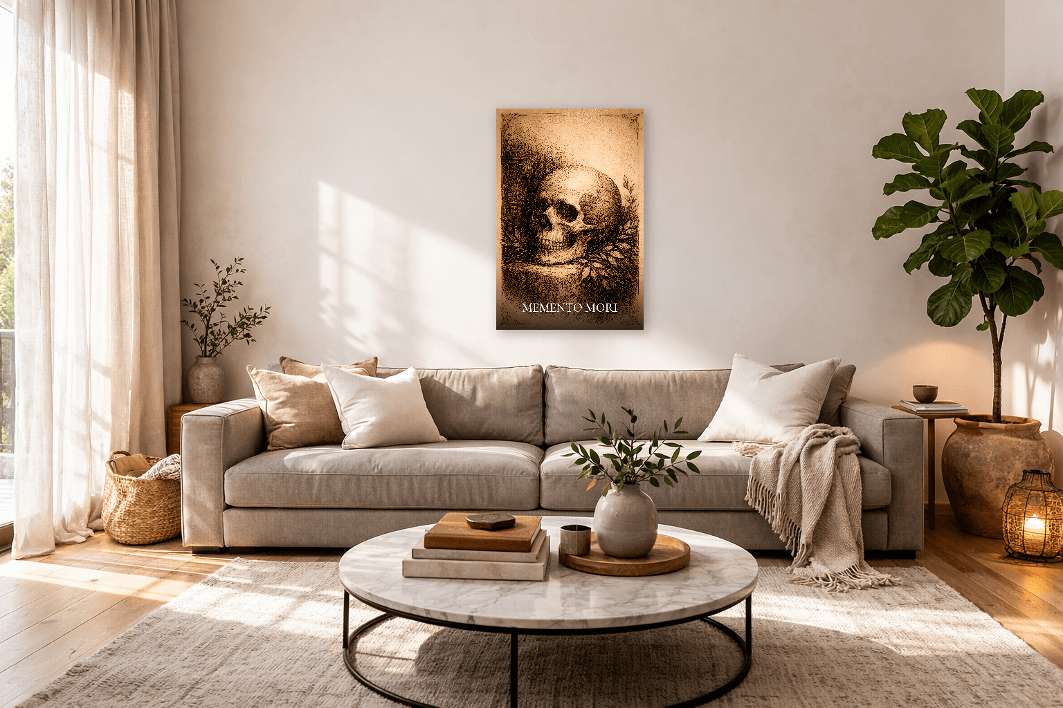 Teschio Memento Mori - Arte Filosofica Stoica - Arte da Parete Stoica - view 3